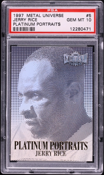 1997 Metal Universe Platinum Portraits Jerry Rice #5 PSA 10 GEM MINT - Photo 1