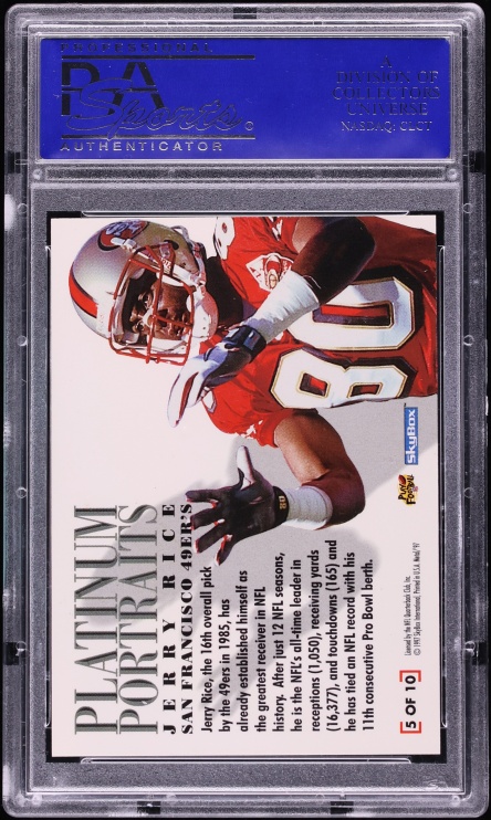 1997 Metal Universe Platinum Portraits Jerry Rice #5 PSA 10 GEM MINT - Photo 2