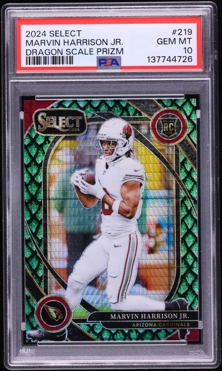 2024 Select Club Level Dragon Scale Prizm Marvin Harrison Jr. ROOKIE /81 #219 PSA 10 GEM MINT - Photo 1