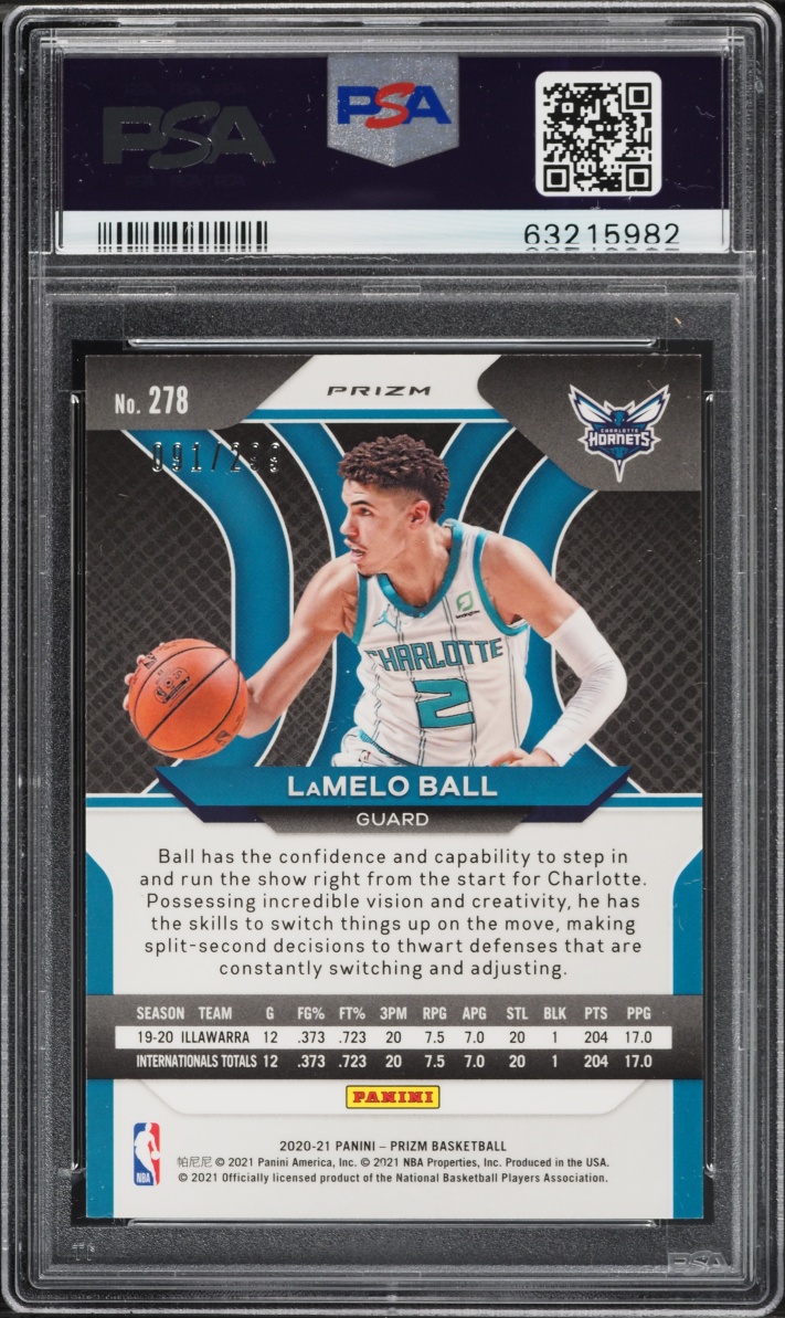 2020 Panini Prizm Red LaMelo Ball ROOKIE /299 #278 PSA 10 GEM MINT