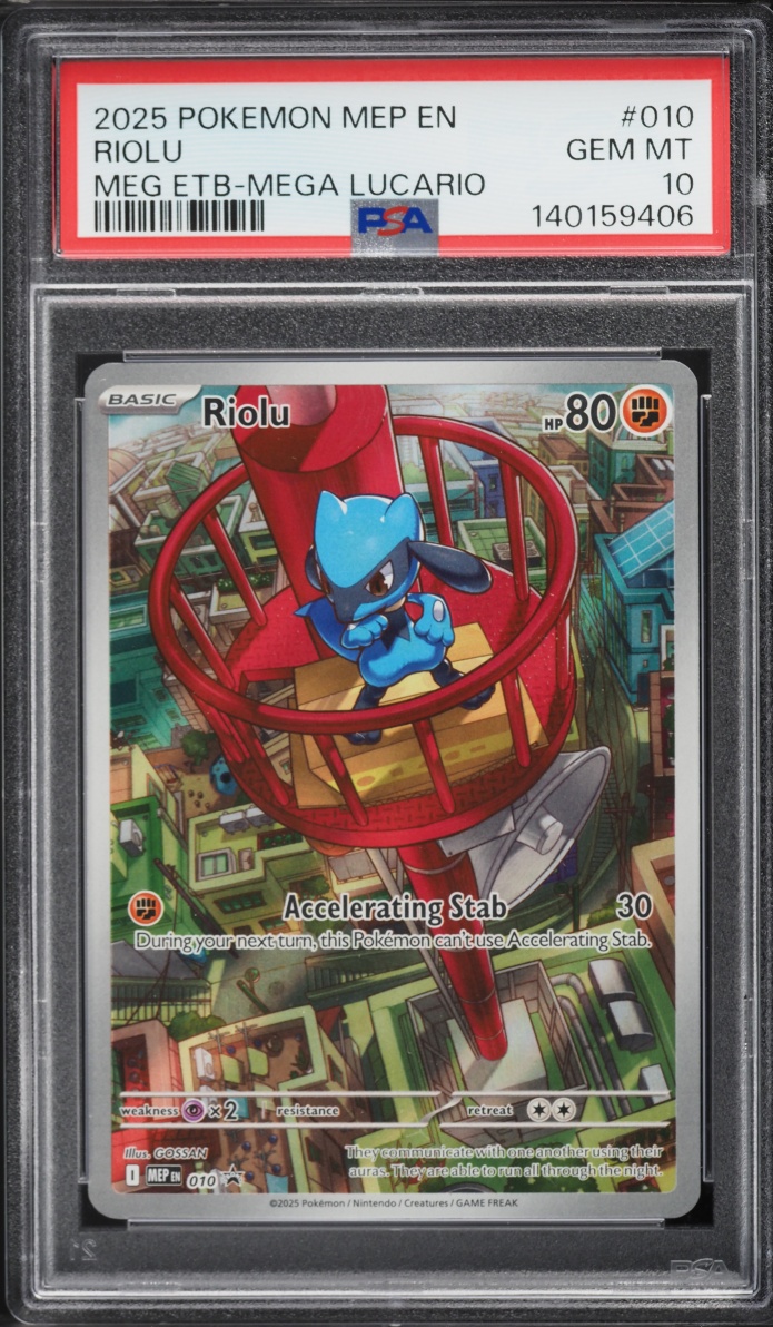 2025 Pokemon Mega Evolution Promo ETB Mega Lucario Alt Art Riolu #10 PSA 10 GEM MINT