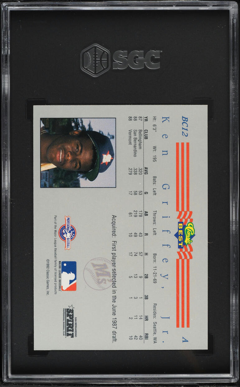 1992 Classic Best Bonus Red Ken Griffey Jr. #BC12 SGC 7 NRMT