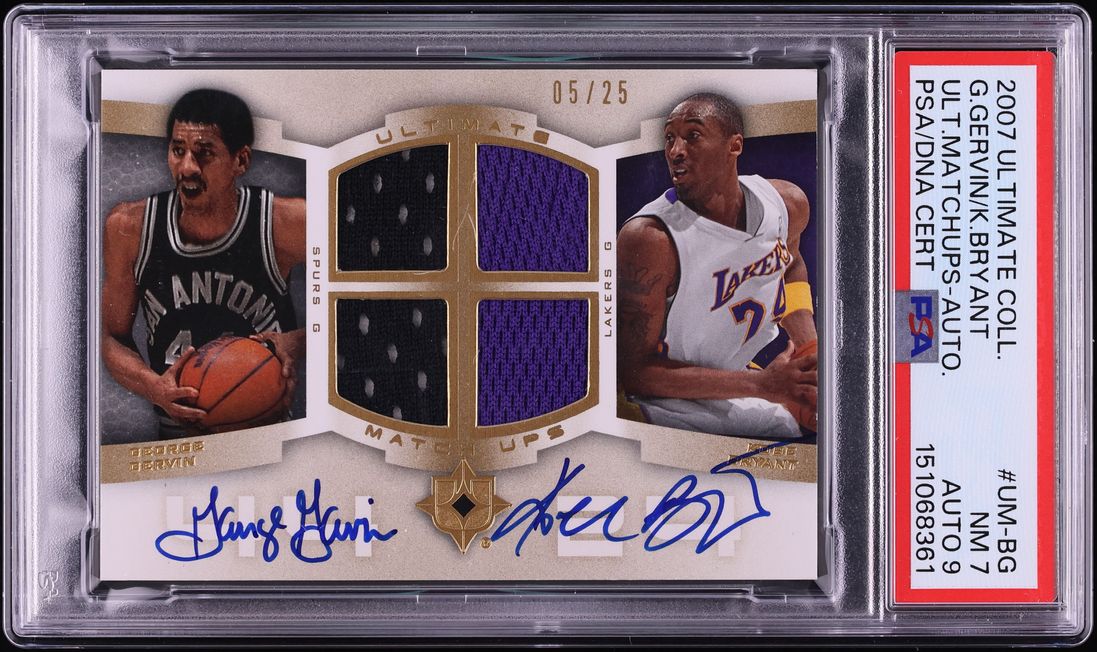 2007 Ultimate Collection Matchups George Gervin Kobe Bryant PATCH AUTO DNA 9 /25 #UM-BG PSA 7