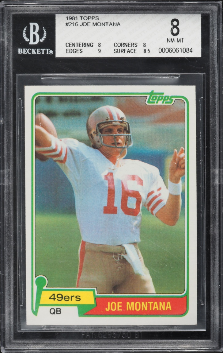 1981 Topps Football Joe Montana ROOKIE #216 BGS 8 NM-MT