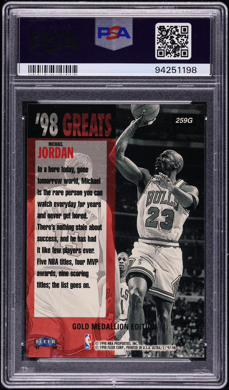 1997 Ultra Gold Medallion Michael Jordan #259G PSA 10 GEM MINT