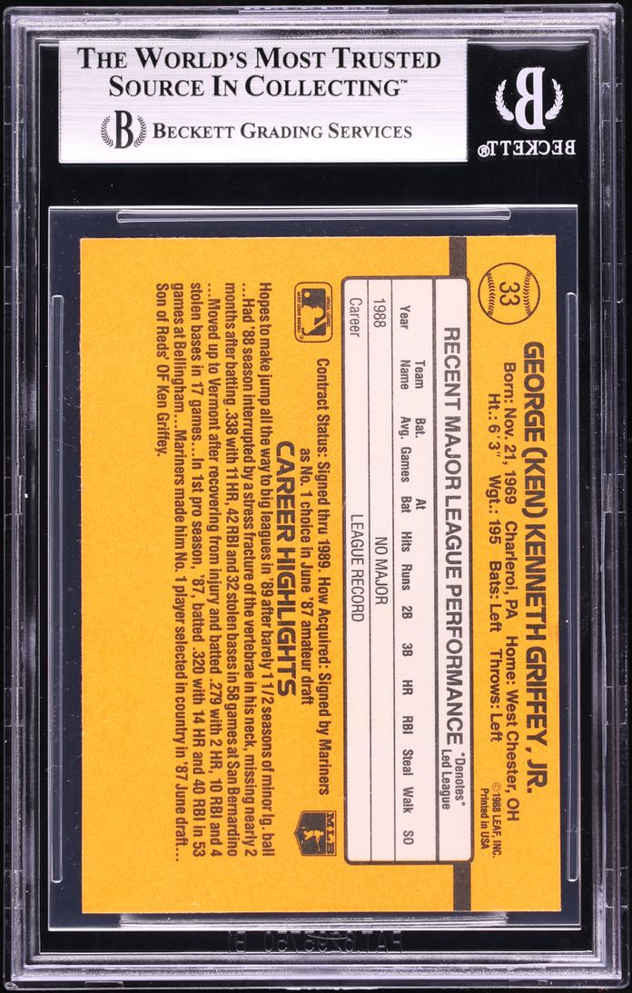 1989 Donruss Ken Griffey Jr. ROOKIE #33 BGS AUTH