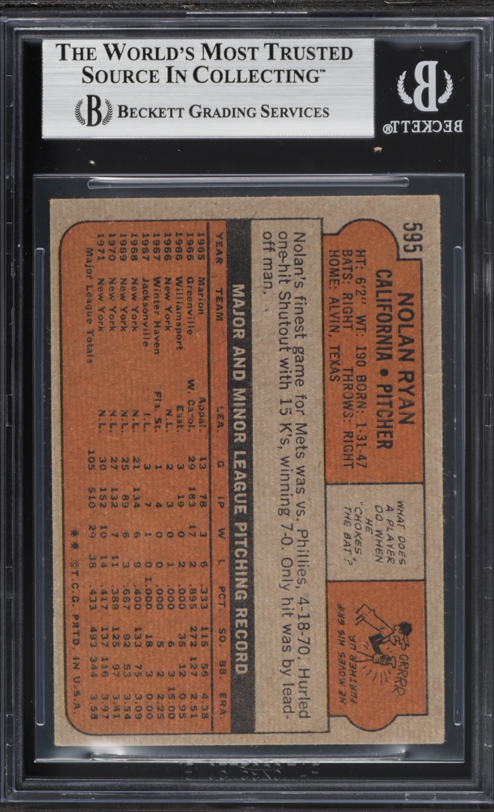 1972 Topps Nolan Ryan #595 BGS 3 VG