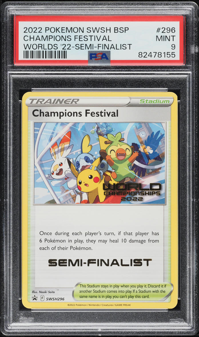 2022 Pokemon SWSH Black Star Promo Worlds Semi-Finalist Champions Festival PSA 9