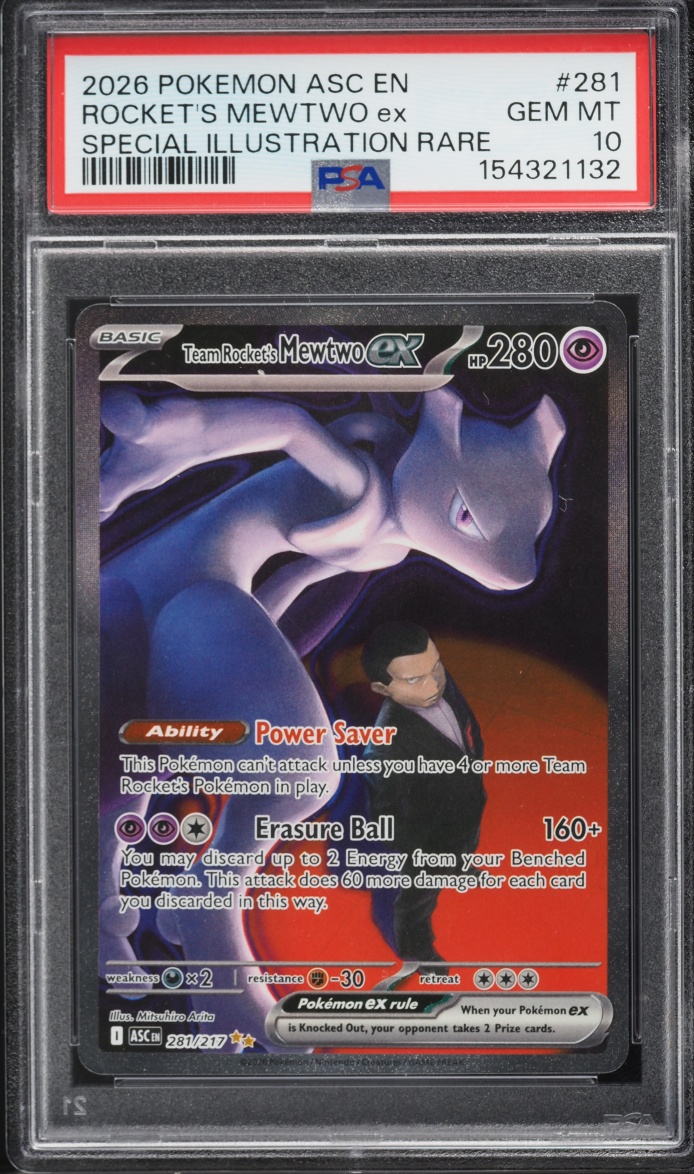 2026 Pokemon Mega Evolution Ascended Heroes SIR Team Rocket's Mewtwo ex #281 PSA 10 GEM MINT