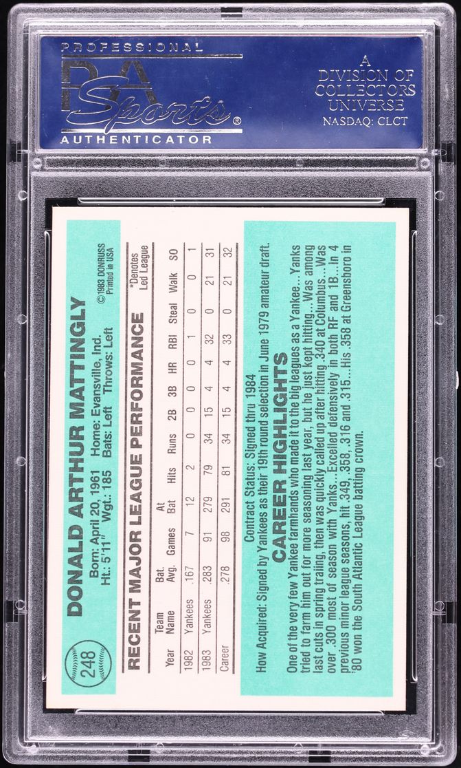 1984 Donruss Don Mattingly ROOKIE #248 PSA 10 GEM MINT