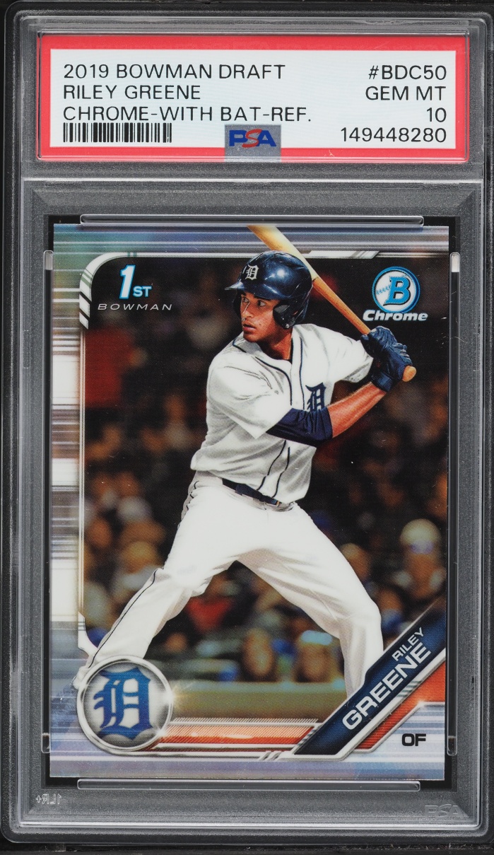 2019 Bowman Chrome Draft w/ Bat Refractor Riley Greene PROSPECT #BDC-50 PSA 10 GEM MINT