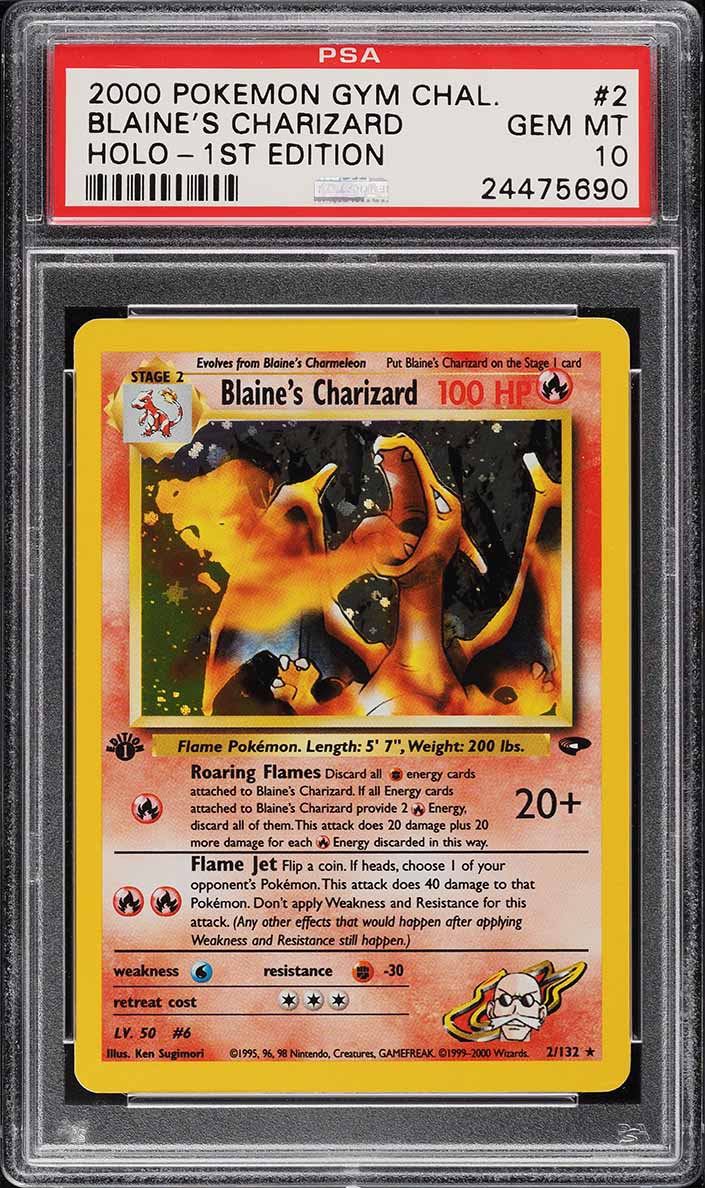 2000 Pokemon Gym Challenge 1st Edition Holo Blaine's Charizard #2 PSA 10