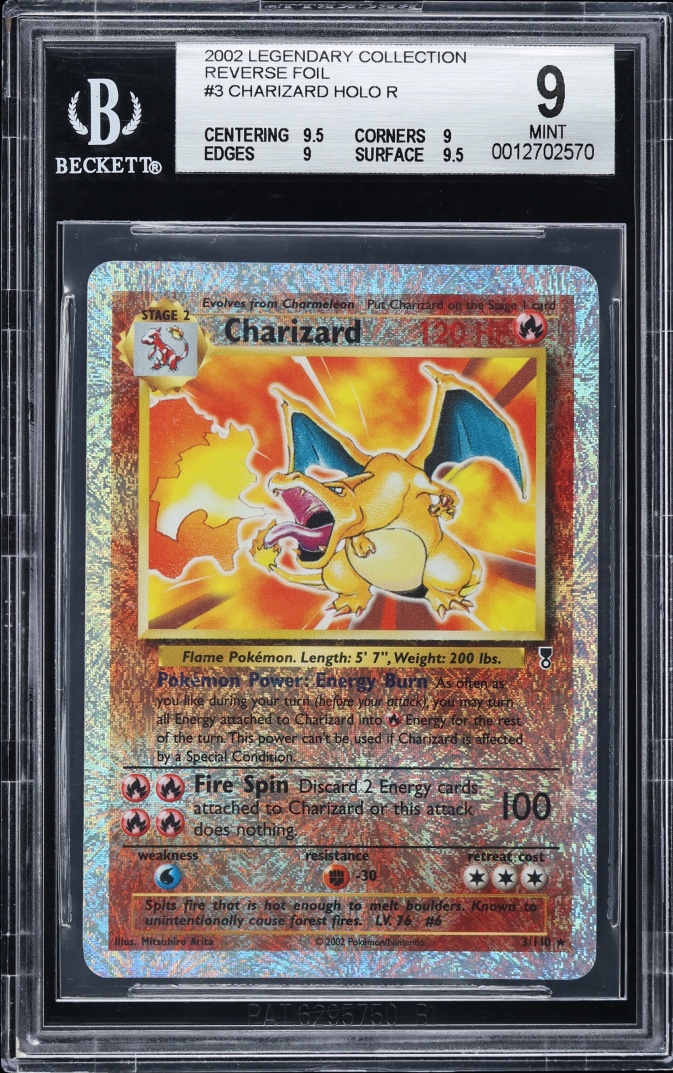 2002 Pokemon Legendary Collection Reverse Holo Charizard #3 BGS 9 MINT