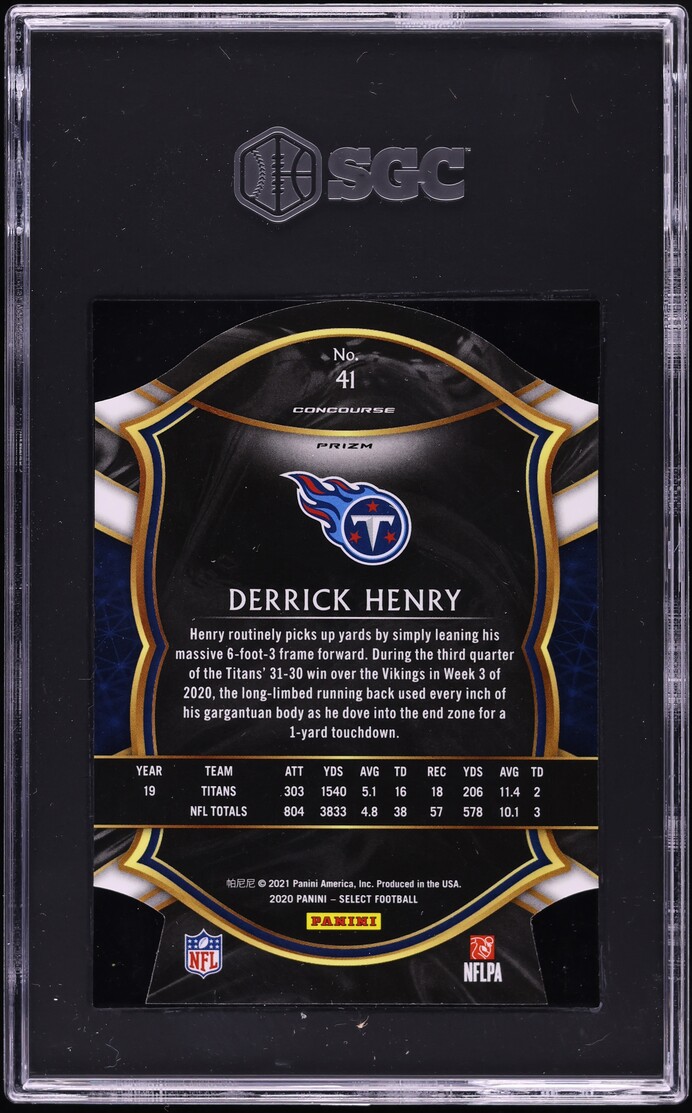 2020 Select Concourse Purple Prizm Die-Cut Derrick Henry #41 SGC 9.5 MINT+