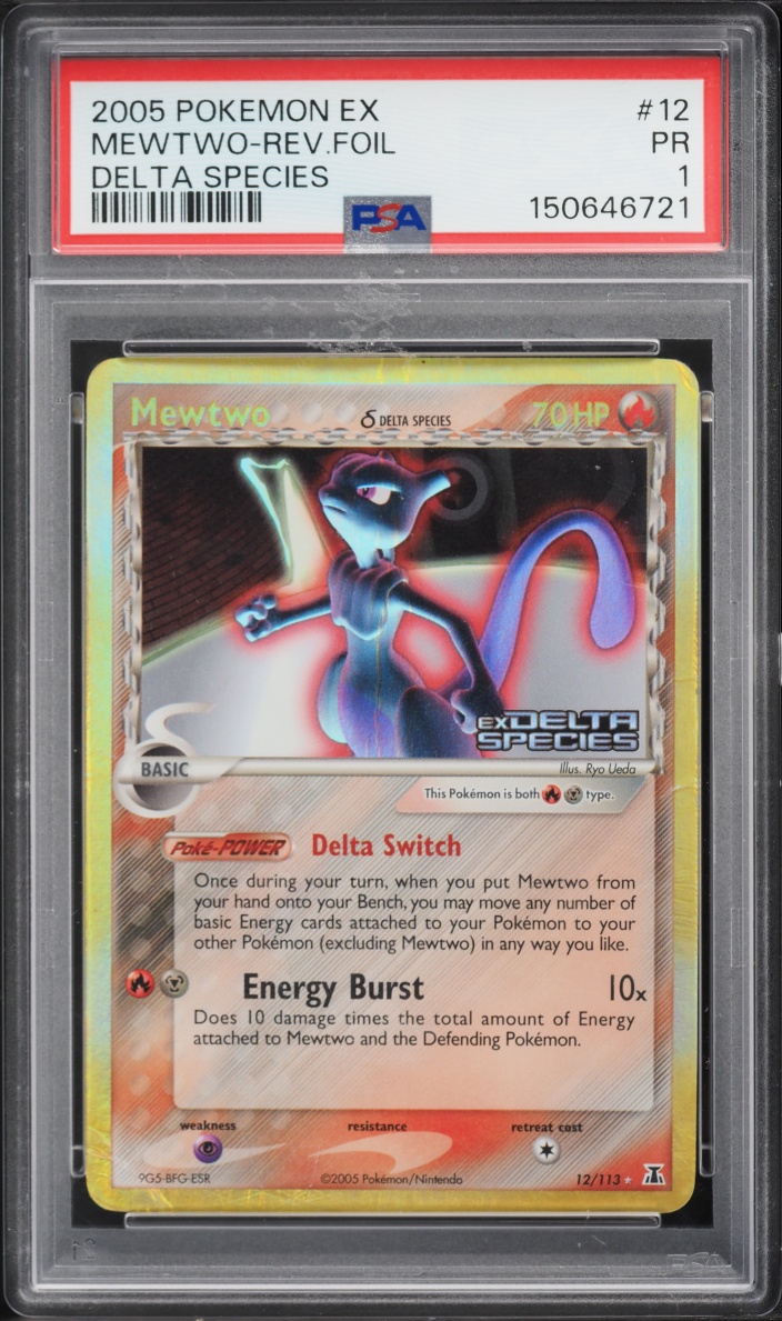 2005 Pokemon EX Delta Species Reverse Holo Mewtwo #12 PSA 1 PR