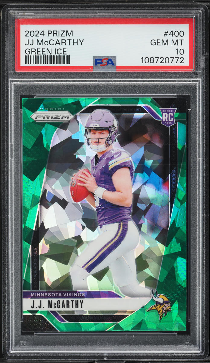 2024 Panini Prizm Green Ice J.J. McCarthy ROOKIE #400 PSA 10 GEM MINT