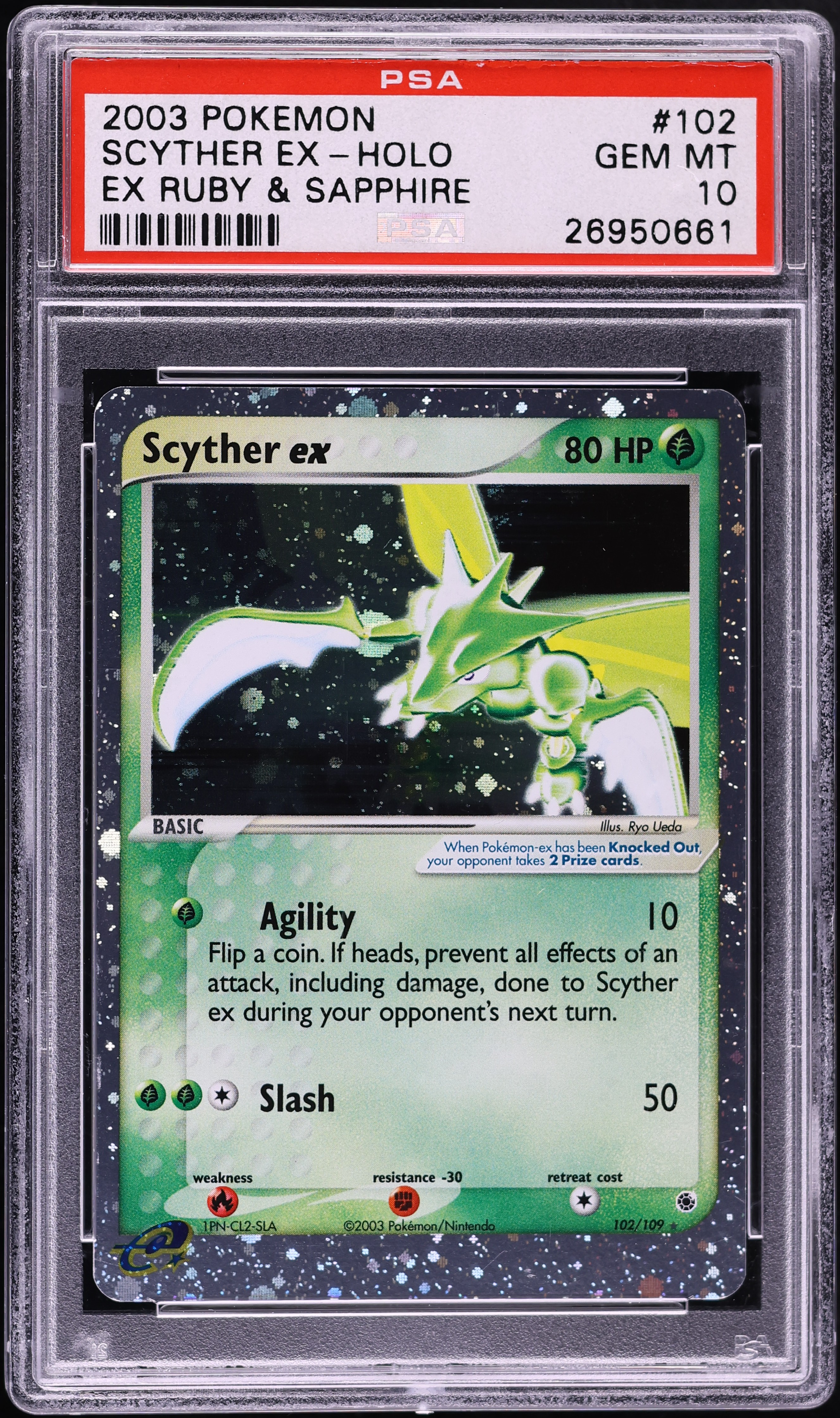 2003 Pokemon EX Ruby & Sapphire Holo Scyther EX #102 PSA 10 GEM MINT
