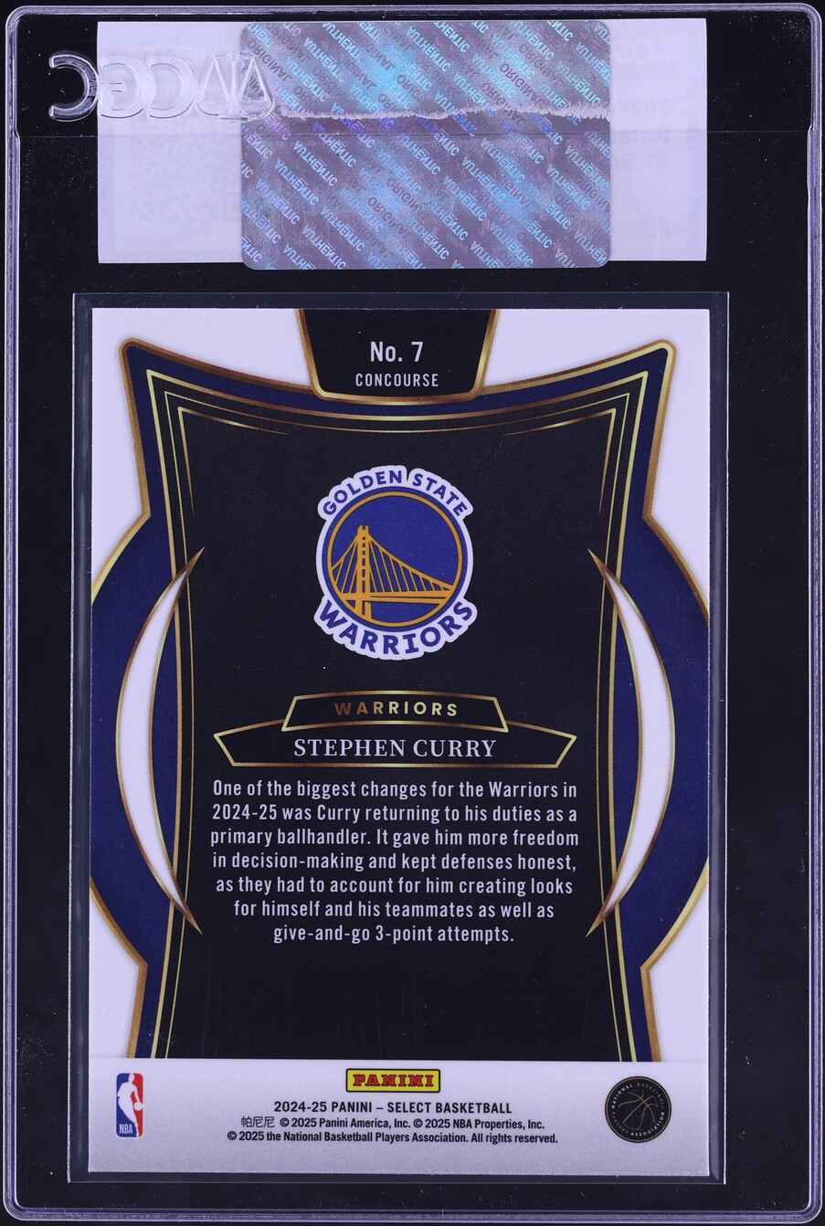2024 Select Concourse Retail Stephen Curry #7 CGC AUTH