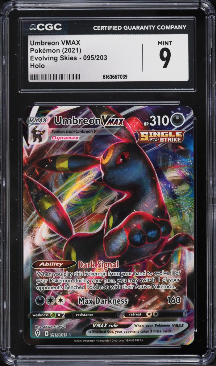 2021 Pokemon Sword & Shield Evolving Skies Alt Art Umbreon VMAX #95 CGC 9 MINT