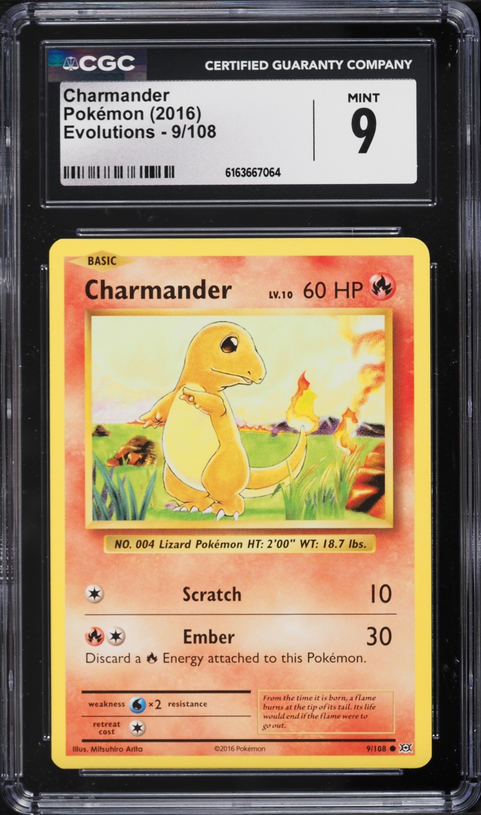 2016 Pokemon XY Evolutions Charmander #9 CGC 9 MINT