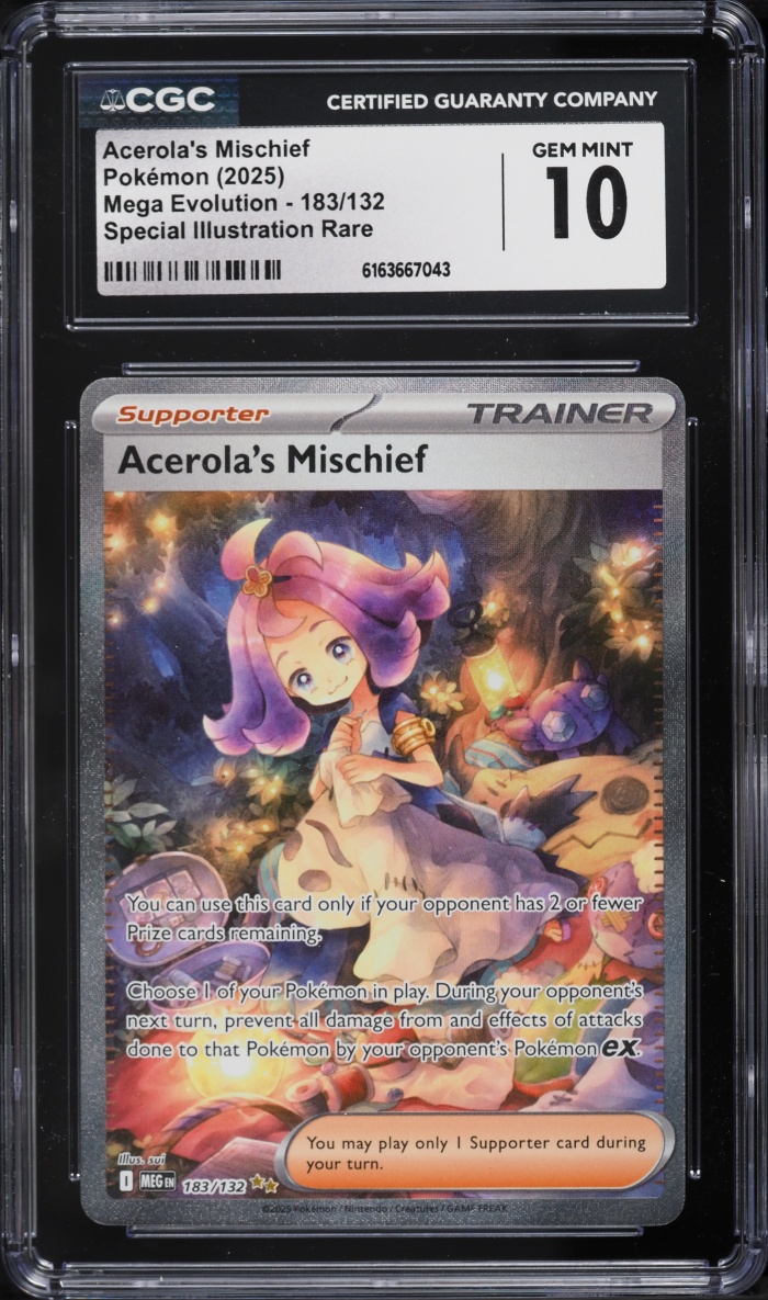 2025 Pokemon Mega Evolution SIR Acerola's Mischief #183 CGC 10 GEM MINT
