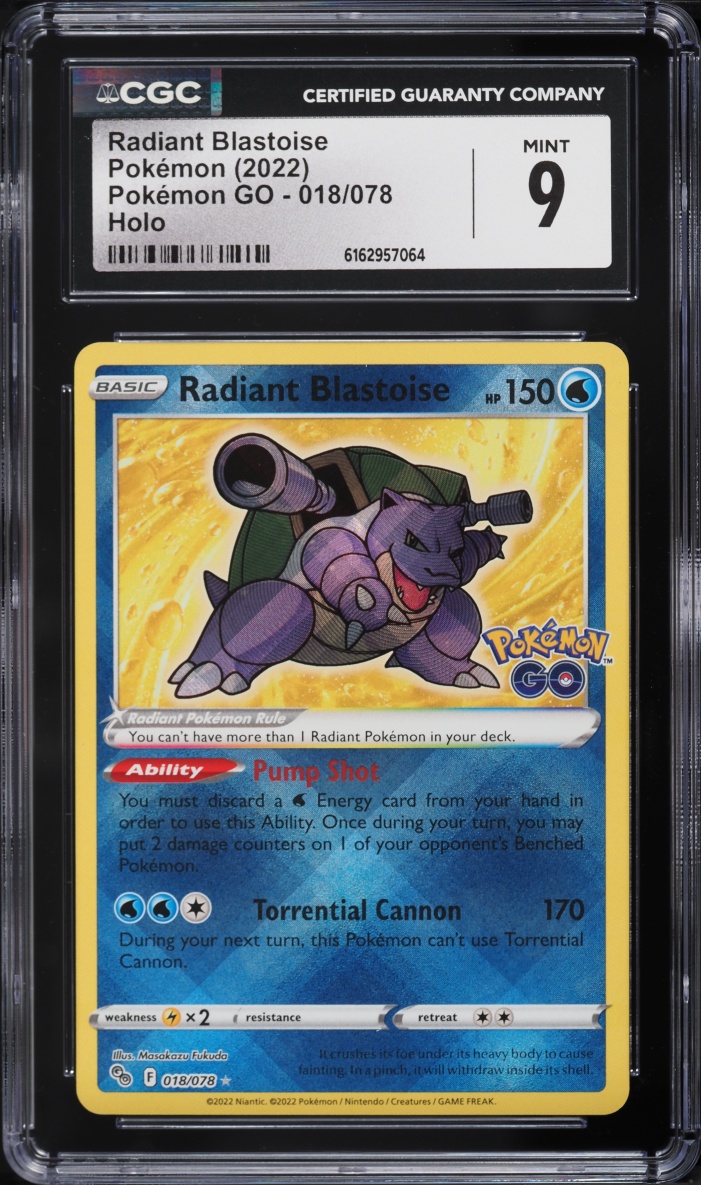 2022 Pokemon Sword & Shield Pokemon GO Holo Radiant Blastoise #18 CGC 9 MINT