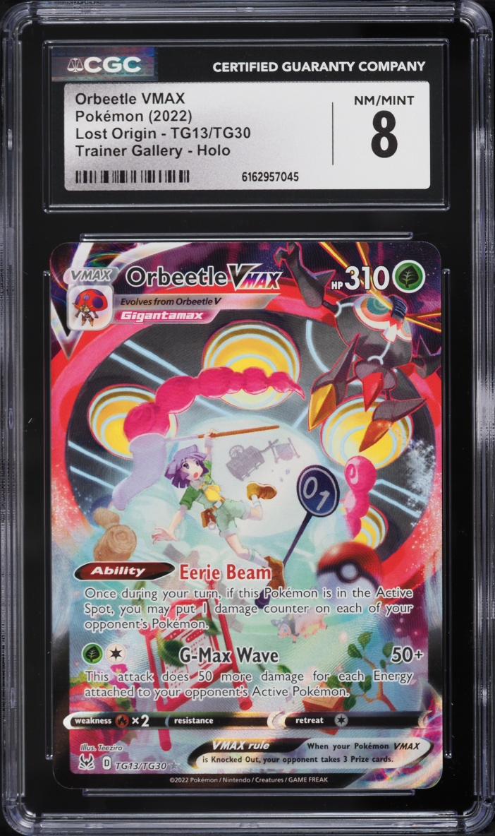 2022 Pokemon Sword & Shield Lost Origin Full Art Orbeetle VMAX #TG13 CGC 8 NM-MT