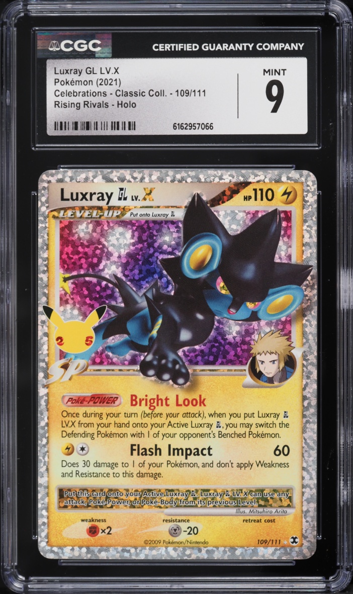 2021 Pokemon Sword & Shield Celebrations Classic Collection Holo Luxray GL LV.X #109 CGC 9 MINT