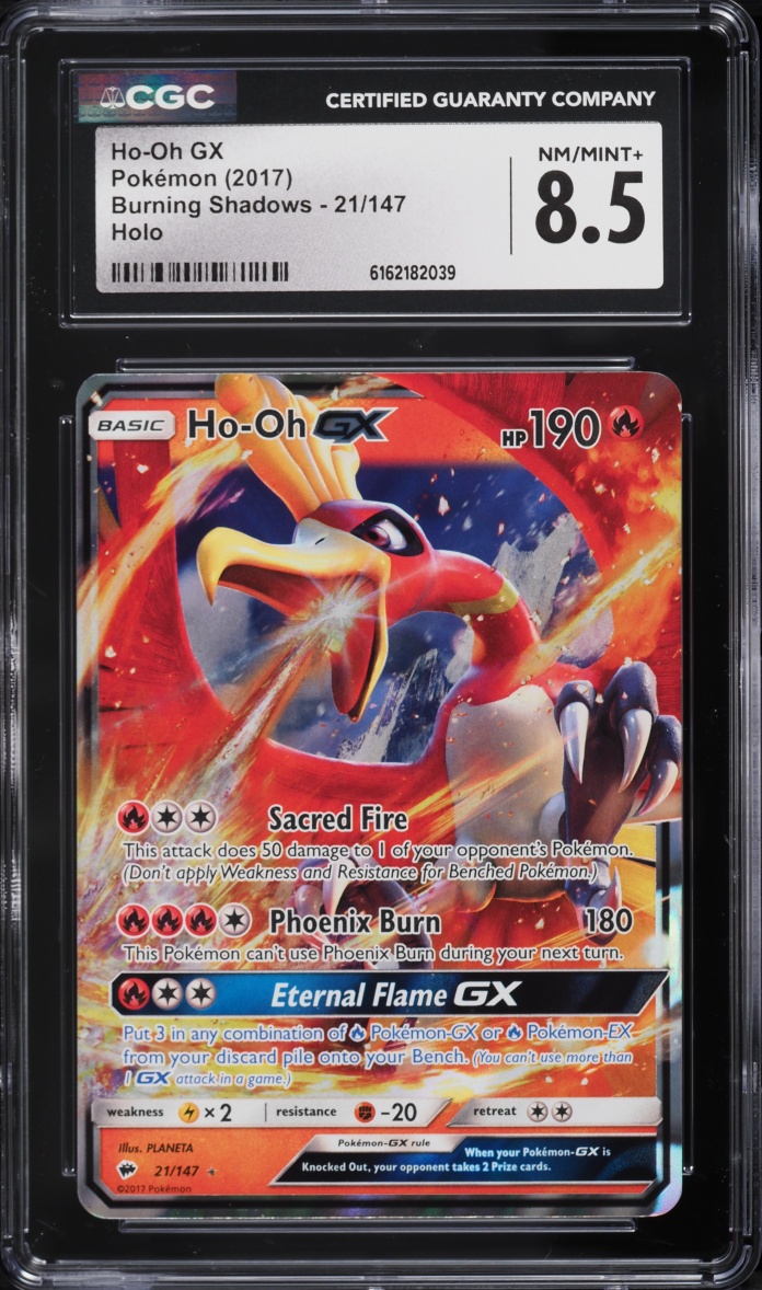 2017 Pokemon Sun & Moon Burning Shadows Holo Ho-Oh GX #21 CGC 8.5 NM-MT+
