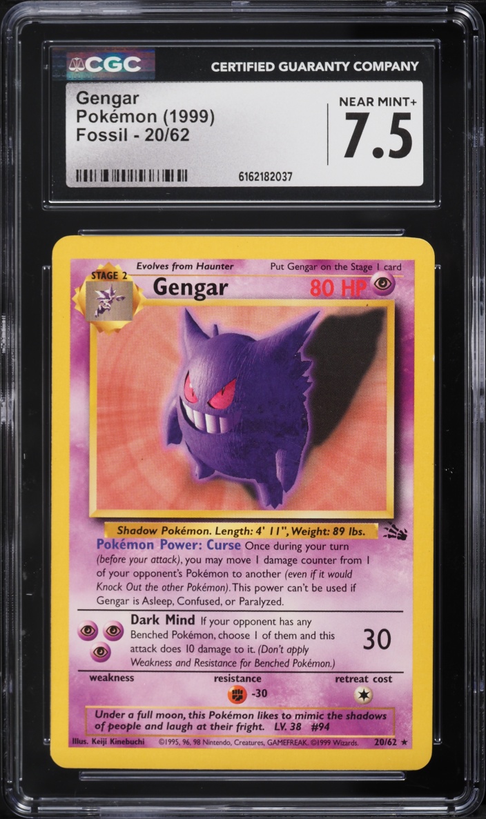 1999 Pokemon Fossil Gengar #20 CGC 7.5 NRMT+