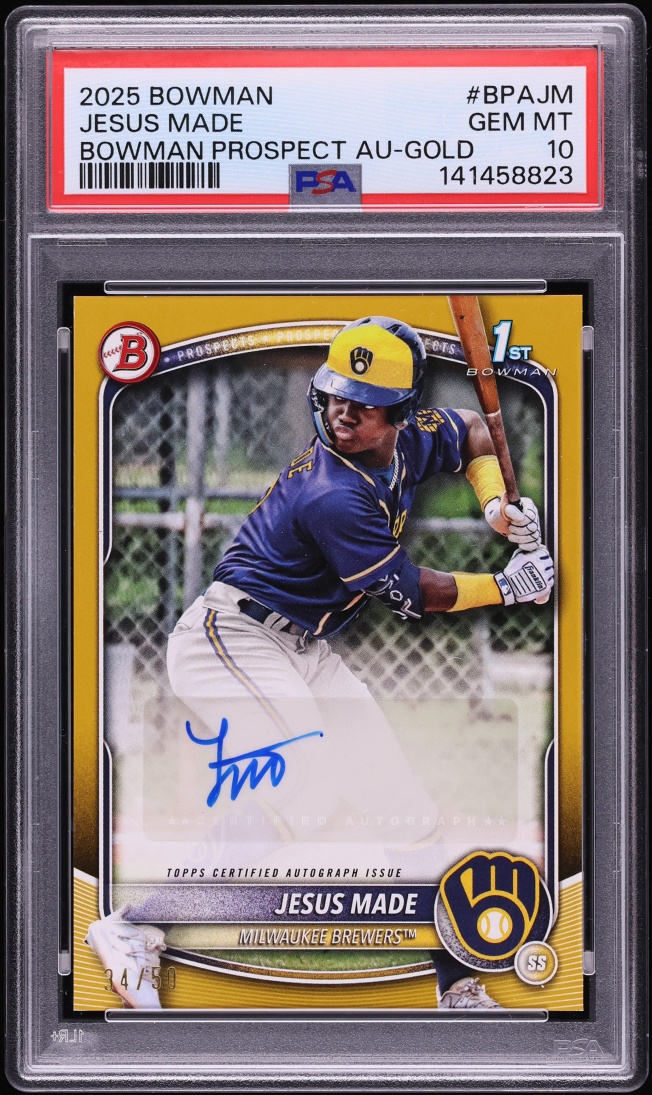 2025 Bowman Gold Jesus Made PROSPECT AUTO /50 #BPA-JM PSA 10 GEM MINT