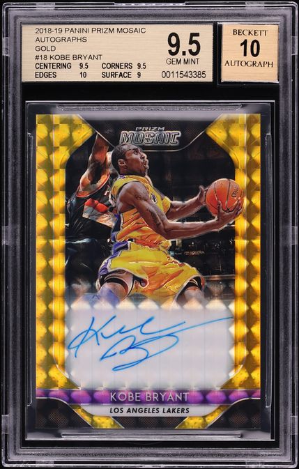 2018 Panini Prizm Mosaic Gold Kobe Bryant AUTO /10 #18 BGS 9.5 GEM MINT