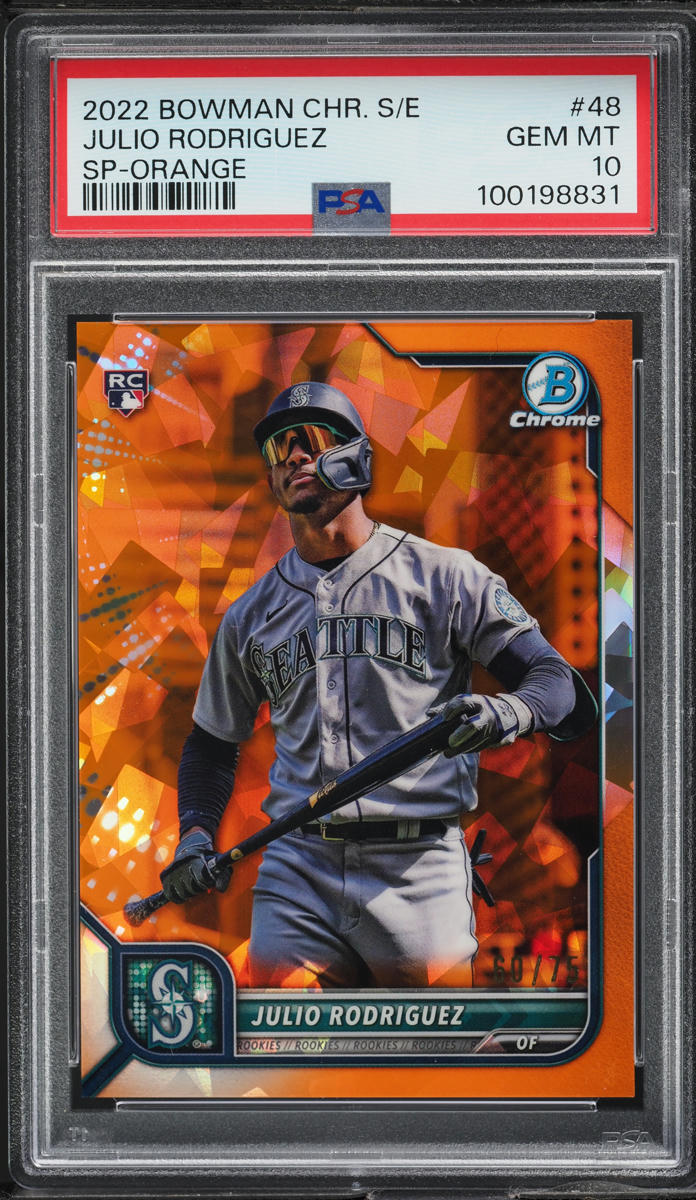 2022 Bowman Chrome Sapphire Orange Julio Rodriguez ROOKIE /75 #48 PSA 10 GEM MINT