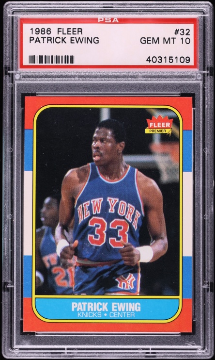 1986 Fleer Basketball Patrick Ewing ROOKIE #32 PSA 10 GEM MINT