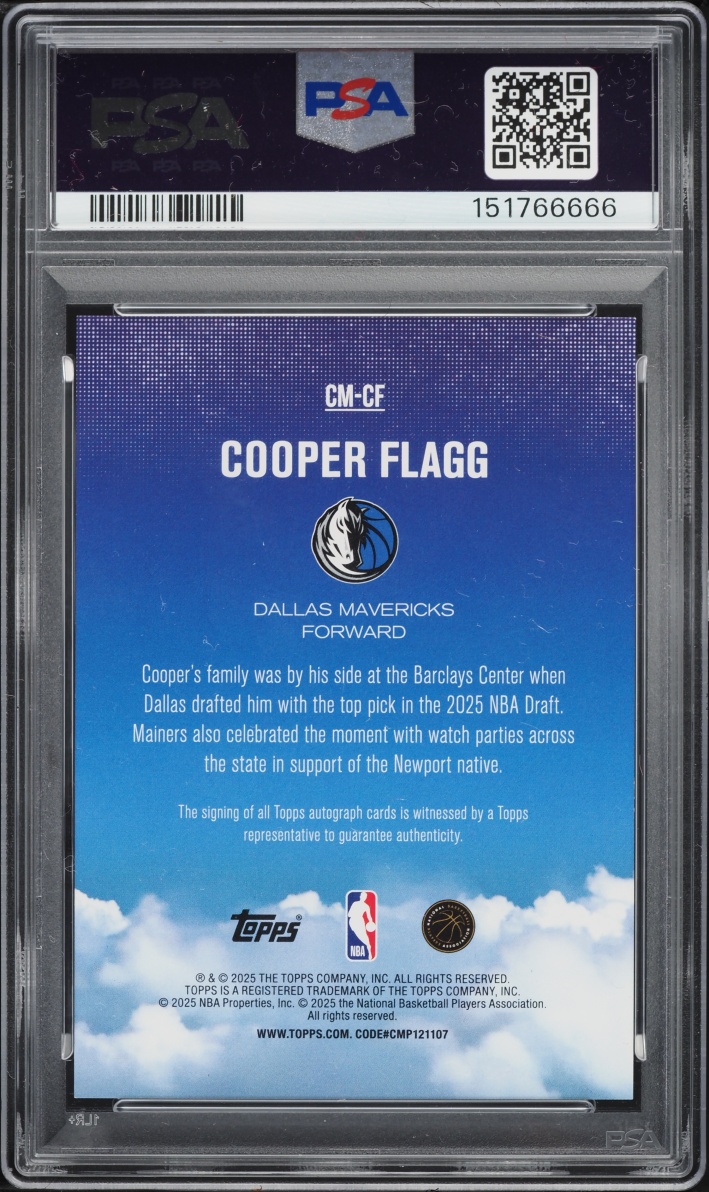 2025 Topps Contemporary Marks Cooper Flagg ROOKIE AUTO #CM-CF PSA 10 GEM MINT