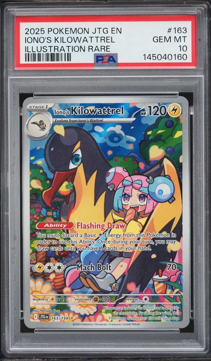 2025 Pokemon Scarlet & Violet Journey Together IR Iono's Kilowattrel #163 PSA 10 GEM MINT