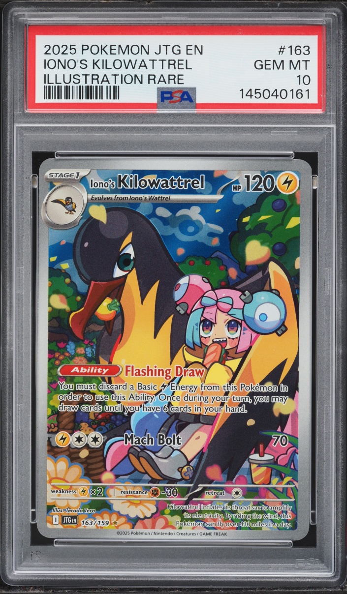 2025 Pokemon Scarlet & Violet Journey Together IR Iono's Kilowattrel #163 PSA 10 GEM MINT