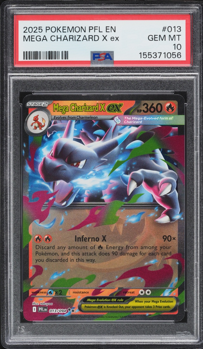 2025 Pokemon Mega Evolution Phantasmal Flames Mega Charizard X Ex #13 PSA 10 GEM MINT