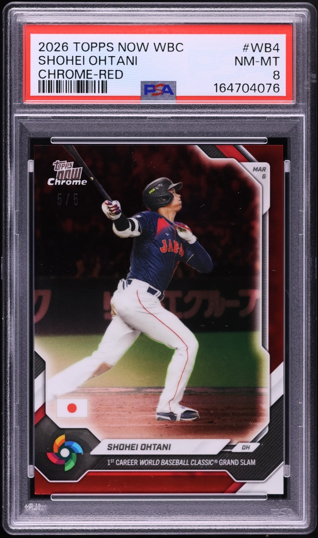 2026 Topps Now World Baseball Classic Chrome Red Shohei Ohtani 5/5 #WB4 PSA 8 NM-MT