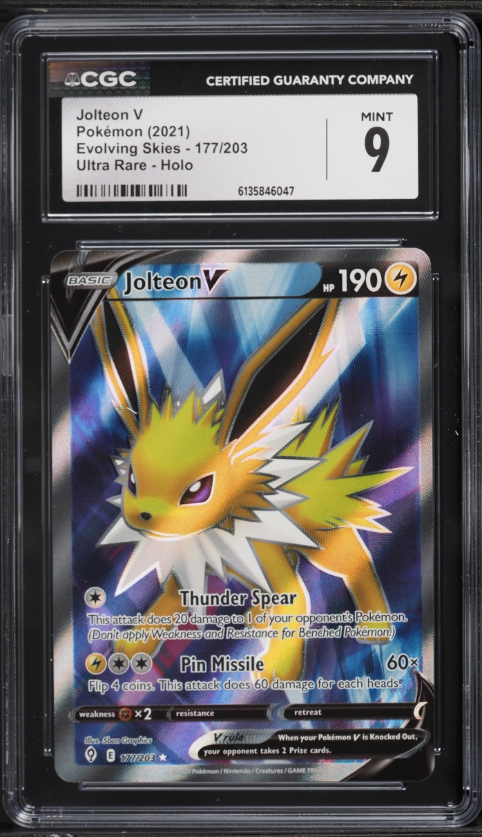 2021 Pokemon Sword & Shield Evolving Skies Full Art Jolteon V #177 CGC 9 MINT