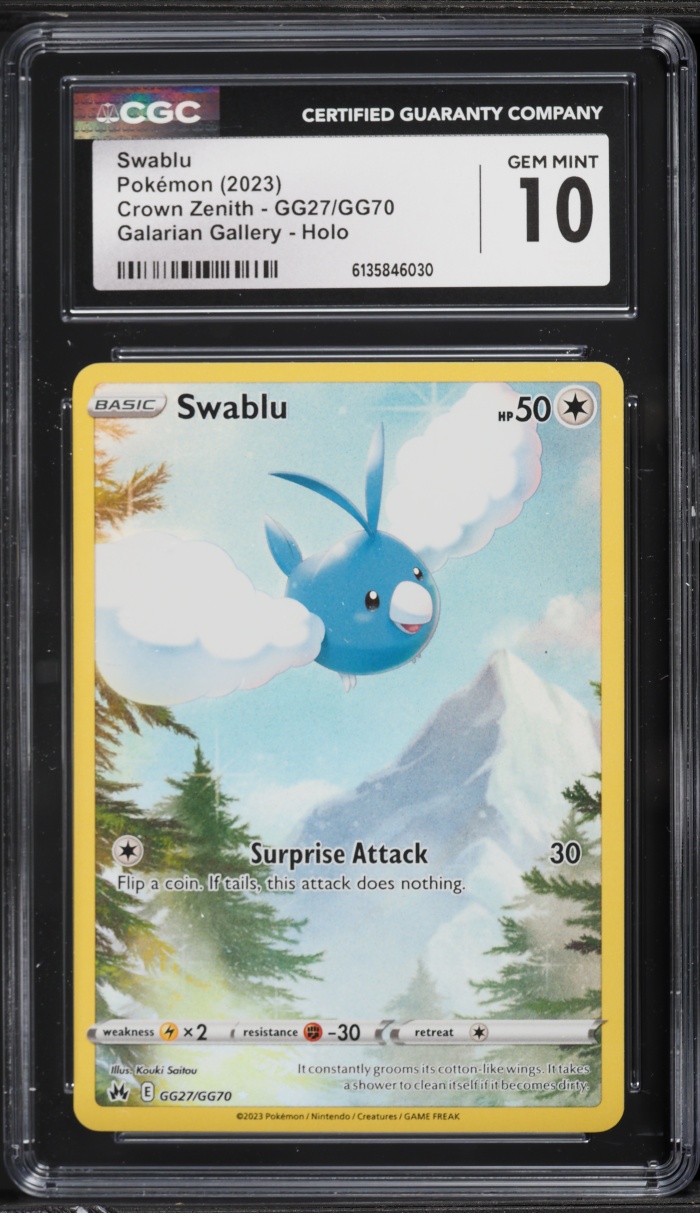 2023 Pokemon Sword & Shied Crown Zenith Full Art Swablu #GG27 CGC 10 GEM MINT