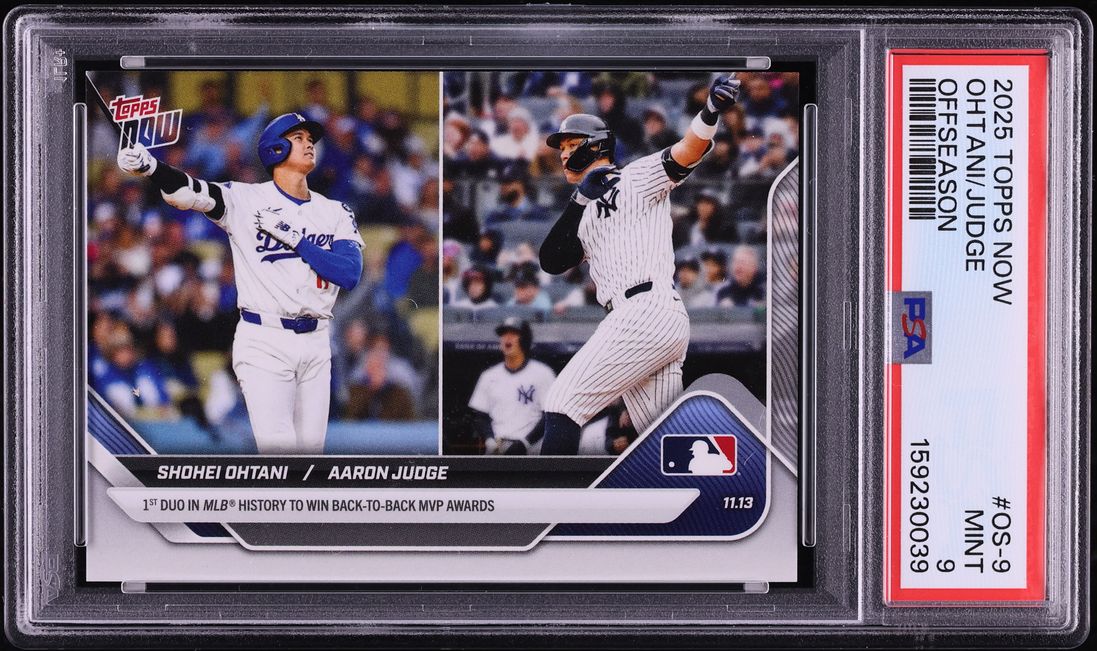 2025 Topps Now Off Season Shohei Ohtani & Aaron Judge #OS-9 PSA 9 MINT