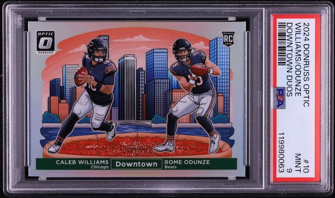 2024 Donruss Optic Downtown Duos Prizm Caleb Williams Rome Odunze ROOKIE #10 PSA 9 MINT