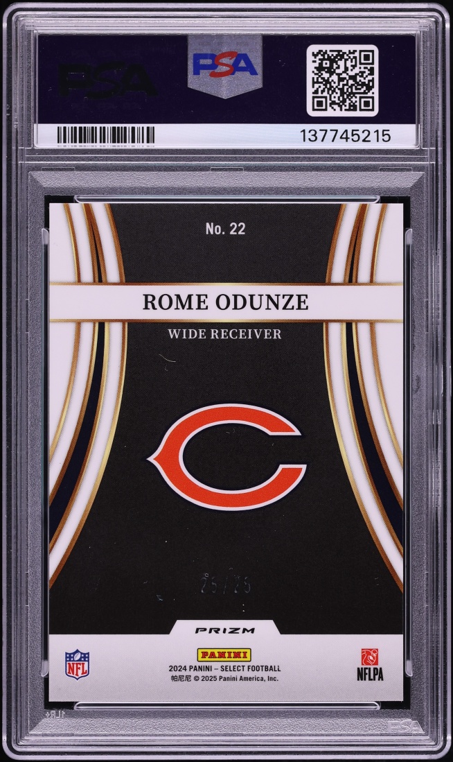 2024 Select Turbocharged Tie Dye Prizm Rome Odunze ROOKIE 25/25 #22 PSA 9 MINT - Photo 2