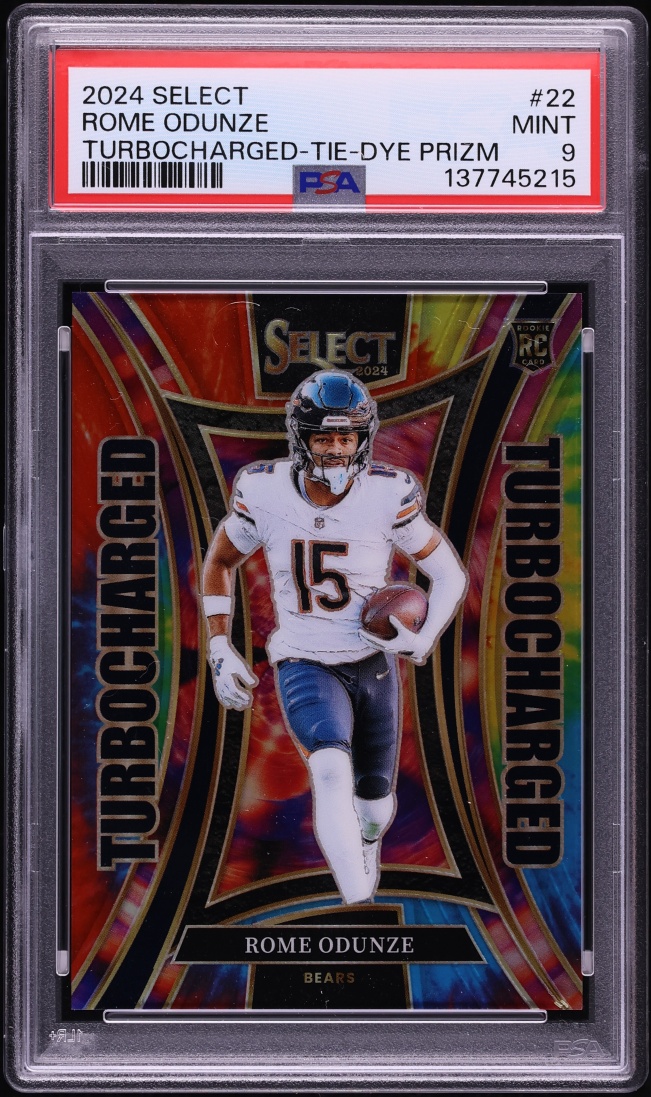 2024 Select Turbocharged Tie Dye Prizm Rome Odunze ROOKIE 25/25 #22 PSA 9 MINT