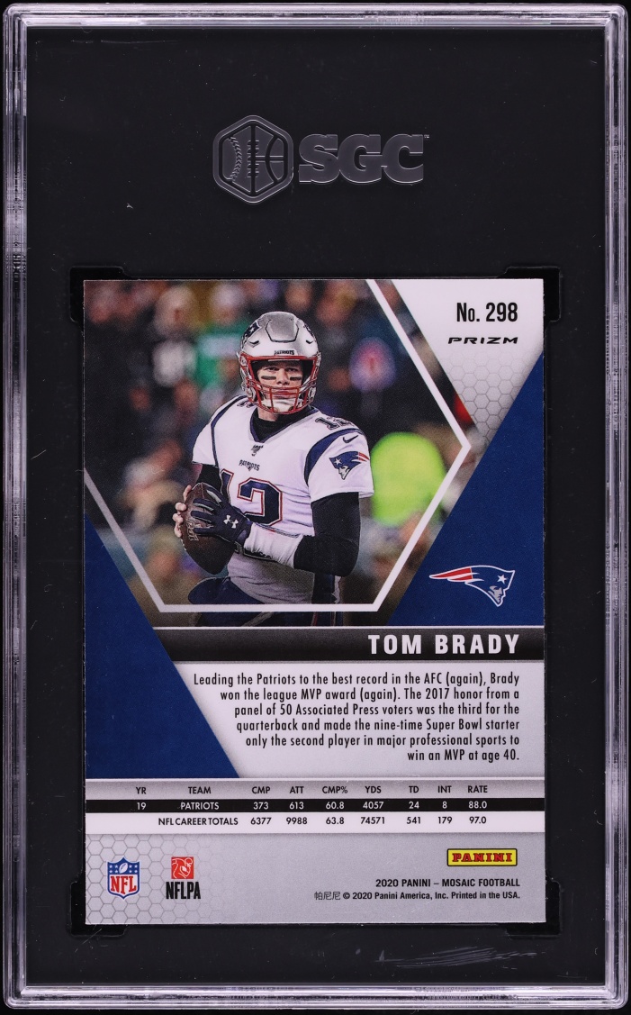 2020 Panini Mosaic Mvps Silver Prizm Tom Brady #298 SGC 10 GEM MINT - Photo 2