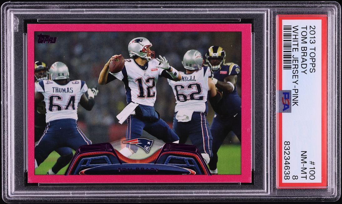 2013 Topps White Jersey Pink Tom Brady /399 #100 PSA 8 NM-MT
