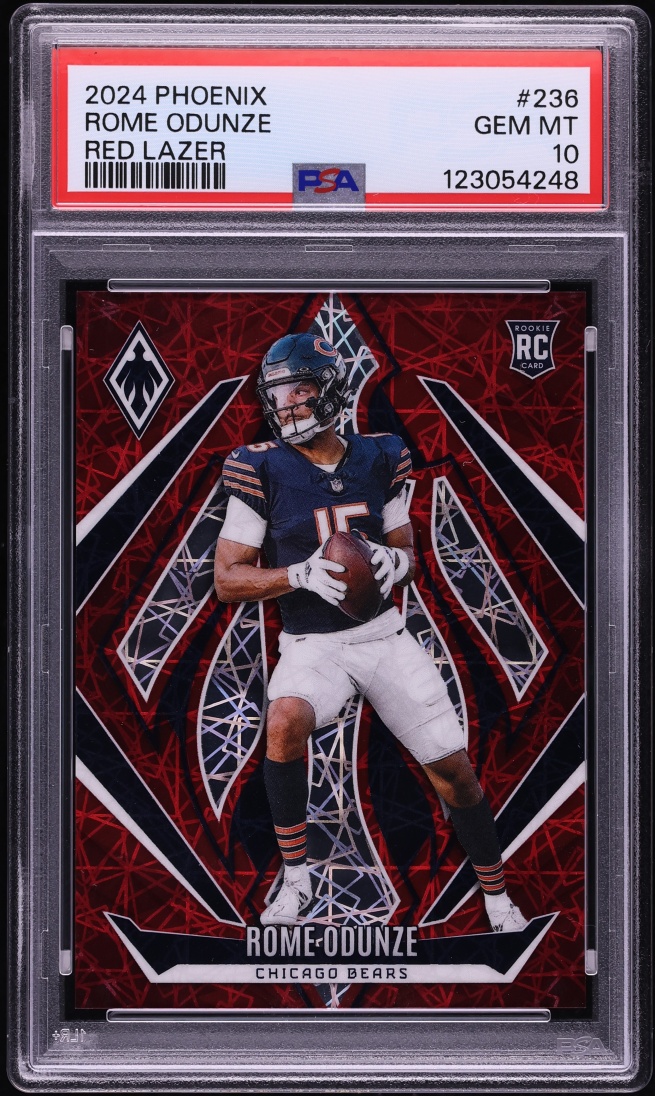 2024 Panini Phoenix Red Lazer Rome Odunze ROOKIE /199 #236 PSA 10 GEM MINT