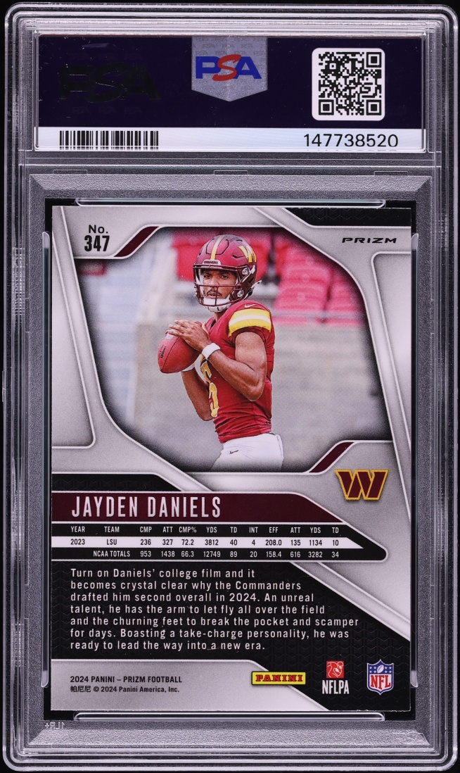 2024 Panini Prizm Silver Jayden Daniels ROOKIE #347 PSA 7 NRMT - Photo 2