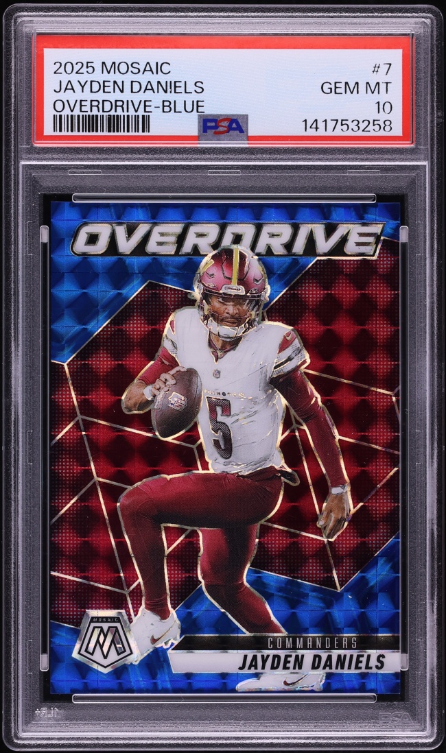 2025 Panini Mosaic Overdrive Blue Jayden Daniels /99 #7 PSA 10 GEM MINT